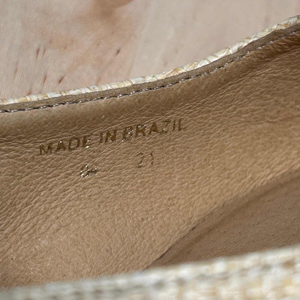 Jack Rogers Woven Raffia Pointed Toe Ballet Flats Beige Metallic Bow - Size 8.5M - Picture 12 of 12